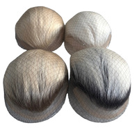 Attaché à la main naturel Ombre sel et poivre Invisible cheveux Patch Toppers Clips en gris cheveux humains pièces toupet pour hommes