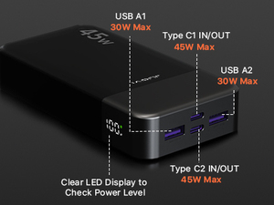 แบตสำรองพกพาขนาดใหญ่ 20000mAh รองรับการชาร์จเร็ว 45W ใช้ได้กับ Apple 15 และ Huawei Mate60 เหมาะสำหรับการเดินทางกลางแจ้ง - Product Image 4