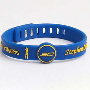 Silicone Vòng đeo tay thời trang bóng rổ Sao Logo dây đeo cổ tay khóa Ribbon ren lên chuỗi điều chỉnh kích thước vòng đeo tay - Product Image 6