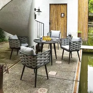 Ensemble de chaises de canapé en toile d'extérieur, de balcon, de patio, tissage de jardin, table basse