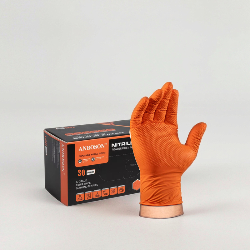 EN388 Certified 8Mil Orange Nitrile Gloves