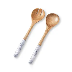 Hot selling kitchen accessory mango wood salad spoon and fork salad server tools wooden salad spoons