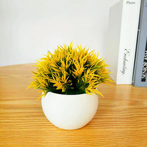 Planta Artificial Qi Xing de 14 cm, Maceta Semiesférica con Margaritas y Palmeras, Decoración de Interiores - Product Image 4
