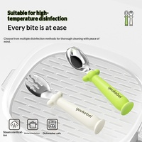 Vaisselle pour enfants sans BPA en gros, outils d'apprentissage de la nourriture écologiques pour enfants, ensemble de fourchette et cuillère pour bébé en acier inoxydable 316