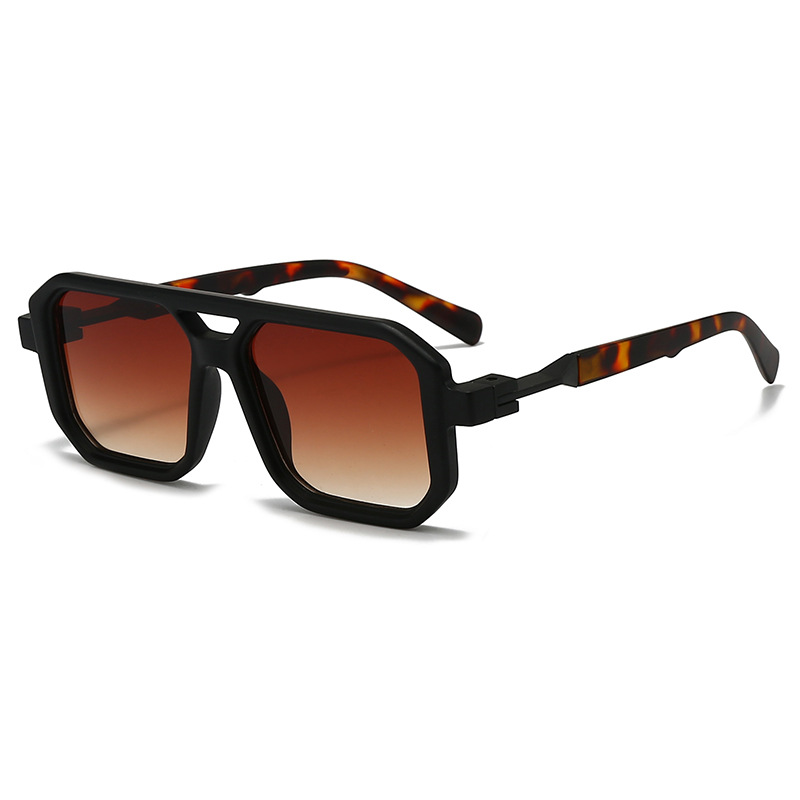 Matte Black Frame, Black Tortoiseshell Temple, Dual Brown Lens