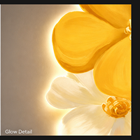Décoration murale LED Fleur d'orchidée jaune, Art lumineux botanique vertical pour Chambres, Suites d'hôtel, Salons, Réceptions et Espaces contemporains