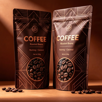 Sachet Doypack Personnalisé Mat pour Café Filtré, Qualité Alimentaire, Fermeture Zippée, Anti-humidité, Valve, Multilingue, Soie, MOQ 100
