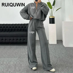 Ensemble de Survêtement pour Femme RUIQUWIN Vente en Gros, Pantalon de Sport Ample de Haute Qualité avec Fermeture Éclair et Veste à Manches Longues, Vêtement de Sport Respirant - Product Image 1