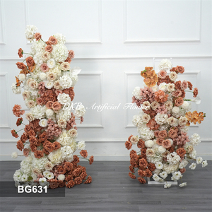 Fondo de flores artificiales románticas, rosas de seda, decoración para bodas y eventos. - Product Image 2