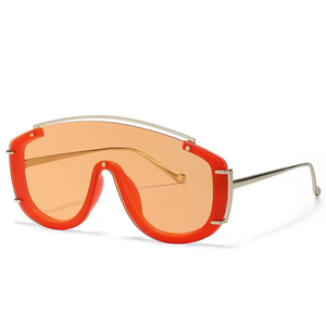 Gafas de Sol de Moda con Lentes de PC de una Sola Pieza, Degradado, Unisex, Metálicas, Modernas, de Gran Tamaño - Product Image 5
