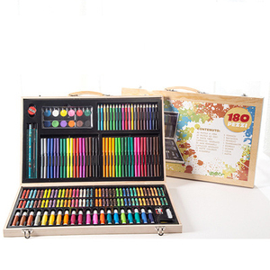 Boîte en aluminium double couche pour crayons et feutres aquarellables, logo personnalisé, 180 pièces, pinceaux inclus, pour les fournitures artistiques des enfants, utilisation à l'école/à la maison - Product Image 3