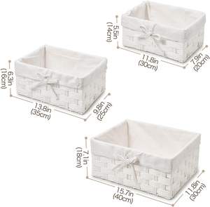 ตะกร้าเชือกทำด้วยมือ3ชิ้นกล่องเก็บชุดกล่องเก็บของสี่เหลี่ยมสำหรับเด็กของขวัญตกแต่งตู้เสื้อผ้าของเด็กทารก - Product Image 2