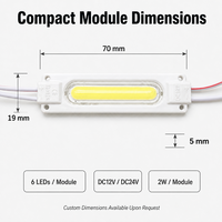 Guirlande lumineuse étanche 6 LED COB IP65 avec lentille pour maison résidentielle, enseigne publicitaire commerciale, module LED COB DC 12V 24V