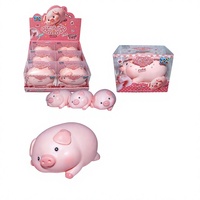Jouet en peluche anti-stress en forme de cochon couché, mini-balle souple à rebond lent, remplie de farine, pour le marché international, emballage en boîte, fabricant, pour tous les âges