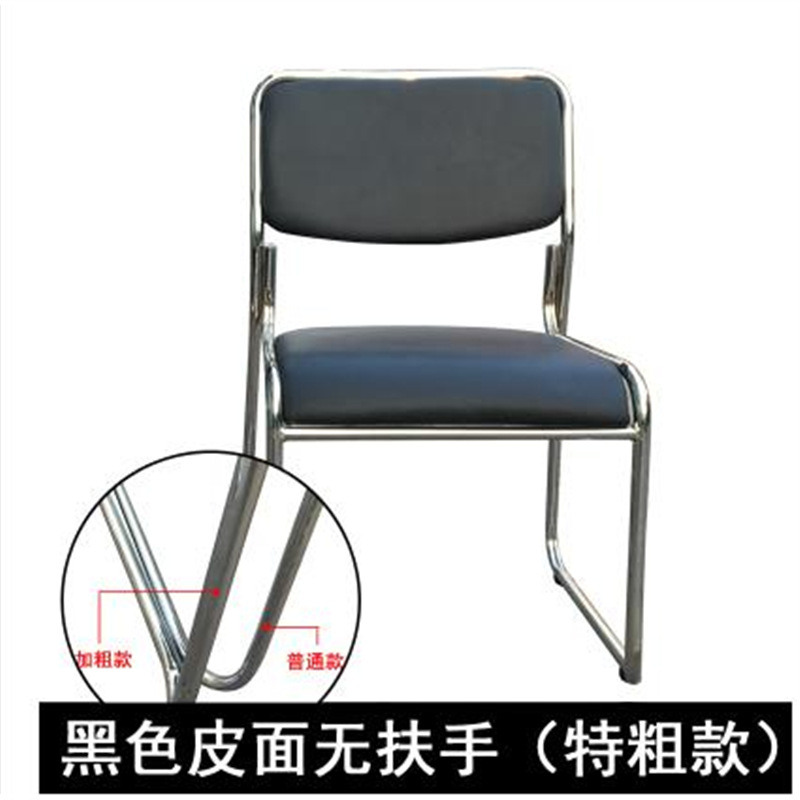Black leather upholstery, no armrests, extra thick 22mm tubing