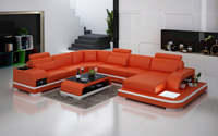 Canapé d'angle modulaire de luxe moderne de haute qualité en cuir véritable rembourré de mousse, 6 places, pour le salon