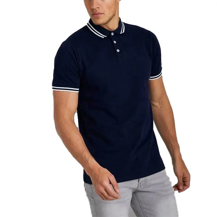 Wholesale Active Button Down Different Color Collar Wear Polo Shirt Cotton Spandex Active High Quality Pique Polo T-Shirt Men