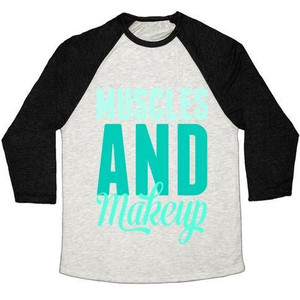 Camiseta de béisbol unisex de mezcla triple con estampado de músculos y maquillaje - Product Image 3