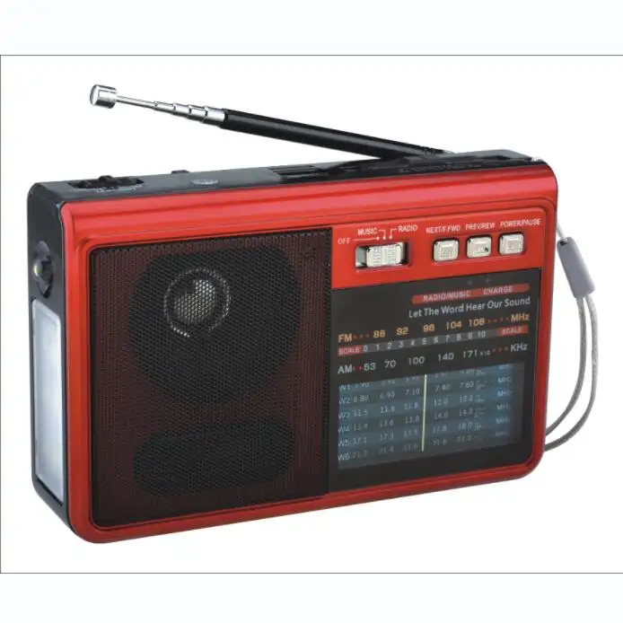 RX-1313 top seller home AM FM SW Portable Radio with USB TF mp3 music player and LED light torch speaker