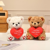 Ours en peluche personnalisé avec logo pour la fête des mères, ours en peluche doux tenant un cœur, cadeau pour maman pour la fête des mères