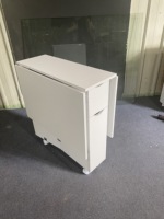 Table à manger pliante avec étagère de rangement et un tiroir, une porte, table de cuisine mobile extensible et polyvalente, gain de place