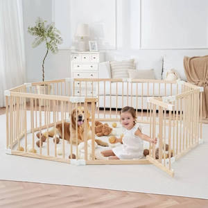 Valla de Seguridad para Niños Pequeños, Panel de Madera para Interiores/Exteriores, Corralito para Bebés para Uso Doméstico, Elegante Área de Juegos Interior - Product Image 3