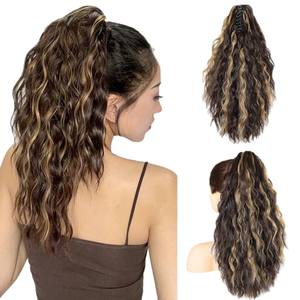 Perruque queue de cheval de marque nationale, extensions de cheveux longs ondulés, résistantes à la chaleur, application facile, 140g PY673 - Product Image 2