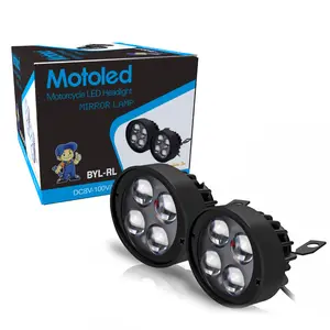 2 uds 12V Moto Mini Luz de espejo de conducción focos Led auxiliares 6 lámpara 18W 1800LM Flash