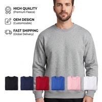 Sweat-shirt pour homme à col rond et manches longues en tissu French Terry, avec logo personnalisé, design OEM ODM, style streetwear décontracté, poignets et ourlet côtelés