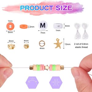 DIY Jewelry <b>Set</b> 56 Color Polymer Clay <b>Beads</b> Round For Bracelet Making 5600pcs Rainbow Childrens Craft Material - Product Image 2