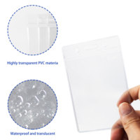 Porte-badge d'identification horizontal rigide en PVC transparent Bestom sélectionné, avec fente latérale pour carte, durable, et lanières de protection