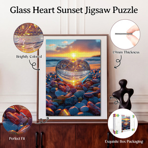 High Recommend 1000 Pieces Glass Heart Sunset Jigsaw Puzzle 3D Visual Effect Custom Personalized Puzzle Gift for Adults Kids - Product Image 3