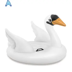 Eco-friendly vinyl PVC air blow inflatable swan goose bird design air mat lounge lounger for pool water float mattress bed