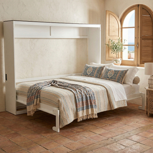 Oehome <b>Queen</b> <b>Size</b> Murphy <b>Bed</b> Wall <b>Bed</b> with Storage Modern Design Wood Frame & USB Port White - Product Image 2