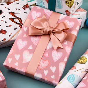 Wholesale 80g Mild <b>Glossy</b> Gift Packaging Cute Pastel Dots Stripes Design 43*300cm <b>Paper</b> for Packaging - Product Image 3