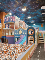 Aire de jeux intérieure personnalisée Pastel Dream, toboggan ondulé multi-voies, piscine à balles, filet d'escalade arc-en-ciel, bac à sable pour enfants, FEC Mall