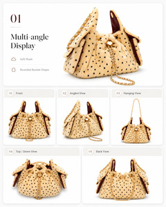 Sac à bandoulière en polyester style influenceur avec chaîne en peluche, imprimé léopard tendance, sac fourre-tout polyvalent à cordon pour le quotidien - Product Image 6
