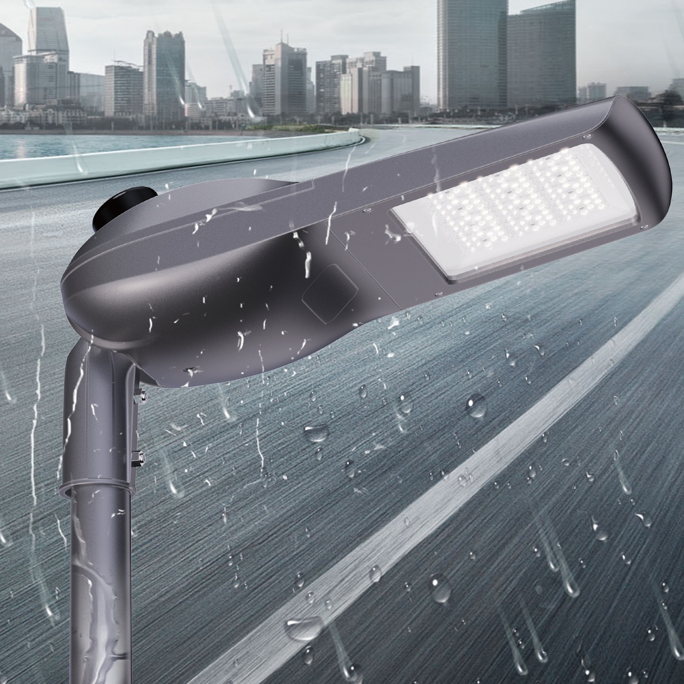 Outdoor LED Street Light Adjustable Beam Angle 75W-200W High Efficiency Illumination IP66 Waterproof Performance