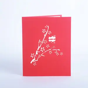 Carte de voeux pop-up d'amour de cerise 3D créative transfrontalière carte de la Saint-Valentin cadeau de la Saint-Valentin