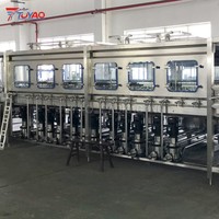 Machine de remplissage automatique de bouteilles de 20 L (5 gallons) 300 BPH, avec laveuse de barils et machine de bouchage et de scellage pour bouteilles d'eau de 5 gallons