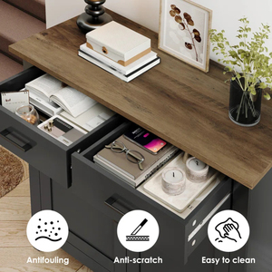 Wood Cabinets with 2 Drawers & Doors <b>Sideboard</b> Buffet Cabinet With <b>Storage</b> Coffee Bar for Living Room - Product Image 4