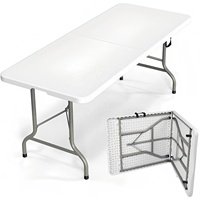 Table pliable en acier de 6 pieds avec design contemporain |   Empilable, étanche, résistant aux UV et léger pour une utilisation en extérieur
