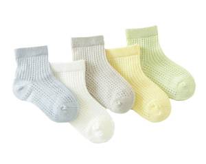 Calcetines de bebé de malla grande antideslizantes finos de primavera informales, color sólido recién nacido, calcetines de algodón peinado para niñas y niños - Product Image 1