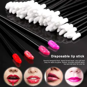 High Quality Permanent Makeup Microblading Lip Brush Soft Tip 50pcs/Bag Lip Exfoliator Brush Wand Disposable Lip Scrub Brush