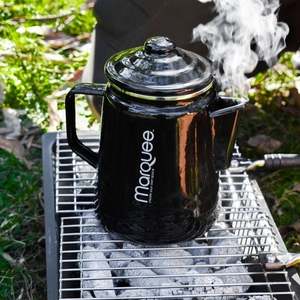 Cafetière émaillée de style américain 2L, théière classique avec couvercle et poignée émaillés, pour camping et cuisinières, couleur noire personnalisable - Product Image 6