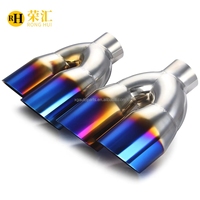 Paire d'accessoires d'échappement RongHui Quad 3.5 "Out Embouts d'échappement 2.25" en angle en acier inoxydable décalé