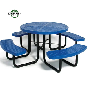 2024 Nouvellement Design <span class=keywords><strong>Bleu</strong></span> En Gros Perforé En Métal En Plein Air <span class=keywords><strong>Camping</strong></span> Tables De Pique-Nique pour Parcs - Product Image 1