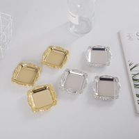 Mini plateau de rangement doré avec bordure rétro, plateau à gâteaux et fruits, présentoir à bijoux, plateau en plastique, plateau à sushi pour la décoration de la maison
