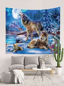 Мягкий фланелевый гобелен с изображением диких животных: волк/тигр, настенное украшение для дома - Product Image 5