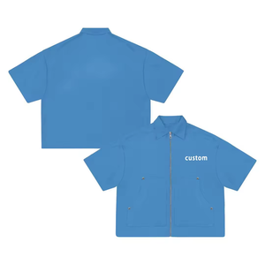 Nouveau design de polo en toile personnalisé de haute qualité Polo de golf à fermeture éclair T-shirt à rivets multi-poches - Product Image 2